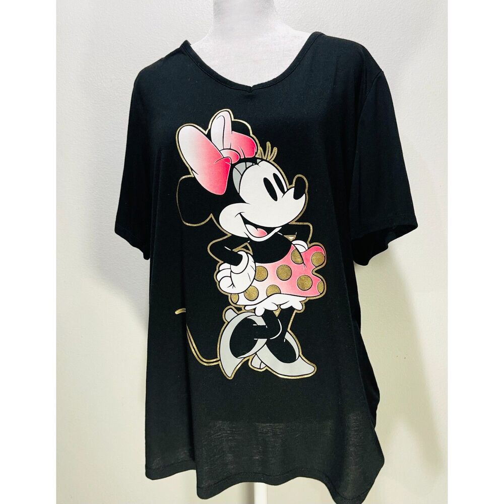 Disney Minnie Mouse character t shirt  black pink vacation comfy women's 1X